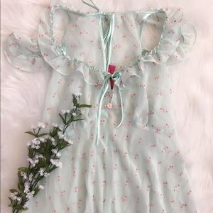Betsey Johnson Intimates Light Blue Floral Chemise